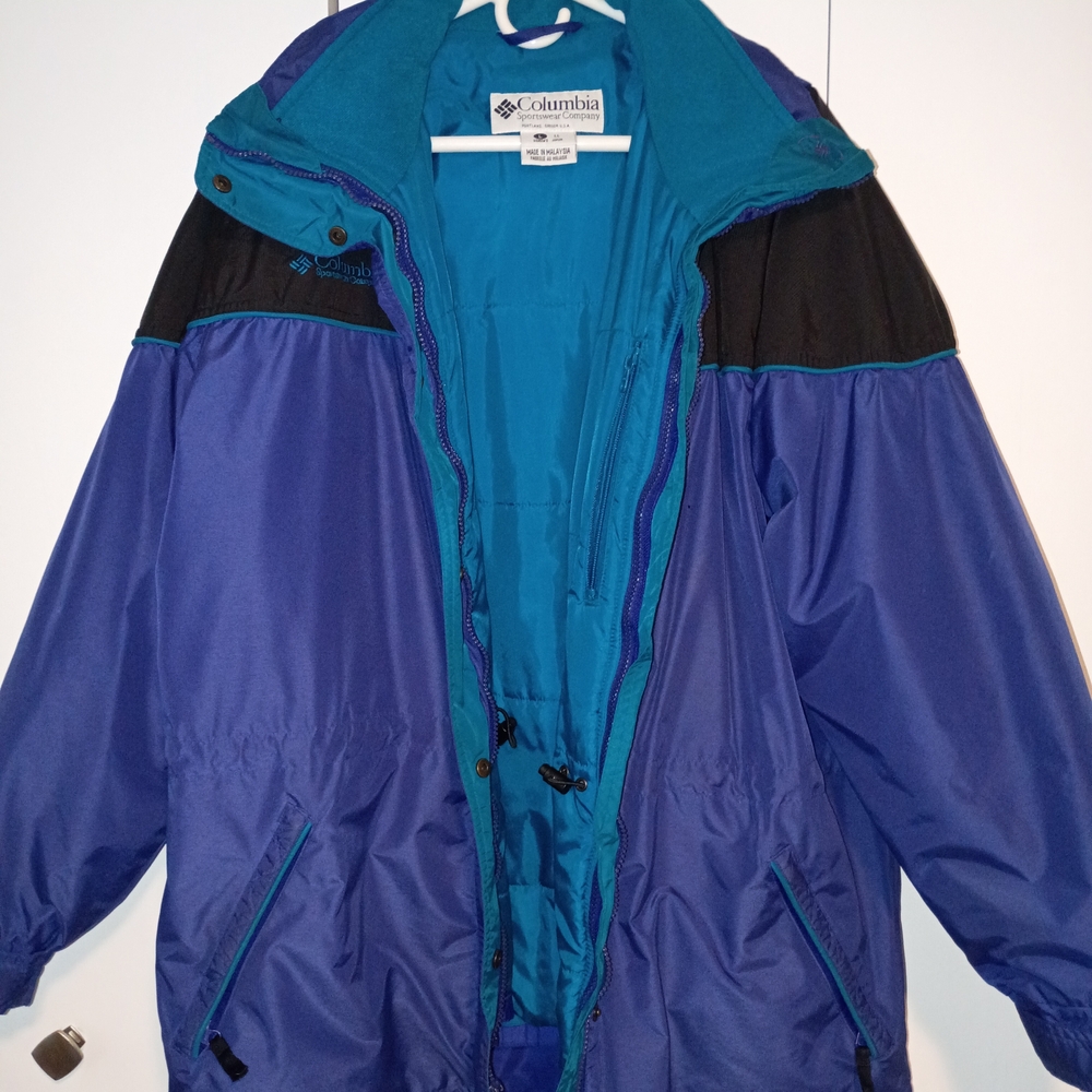 Vintage Columbia Teal and Purple With Black 2 Piece Systems Jacket